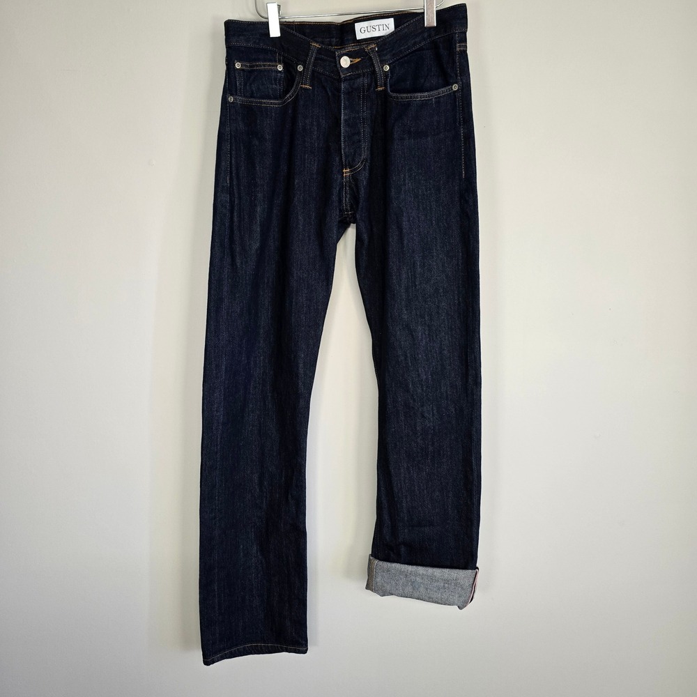 Gustin Selvedge Denim Jeans Mens 31 Indigo Rainbow ID Raw Workwear Heritage